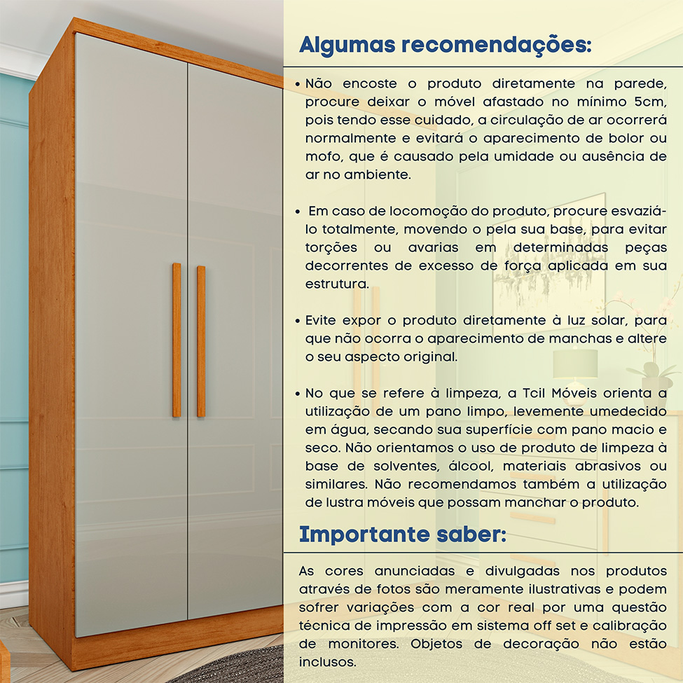 Guarda-Roupa Solteiro Amsterdam I 4 Portas 2 Gavetas Cinamomo e Off White