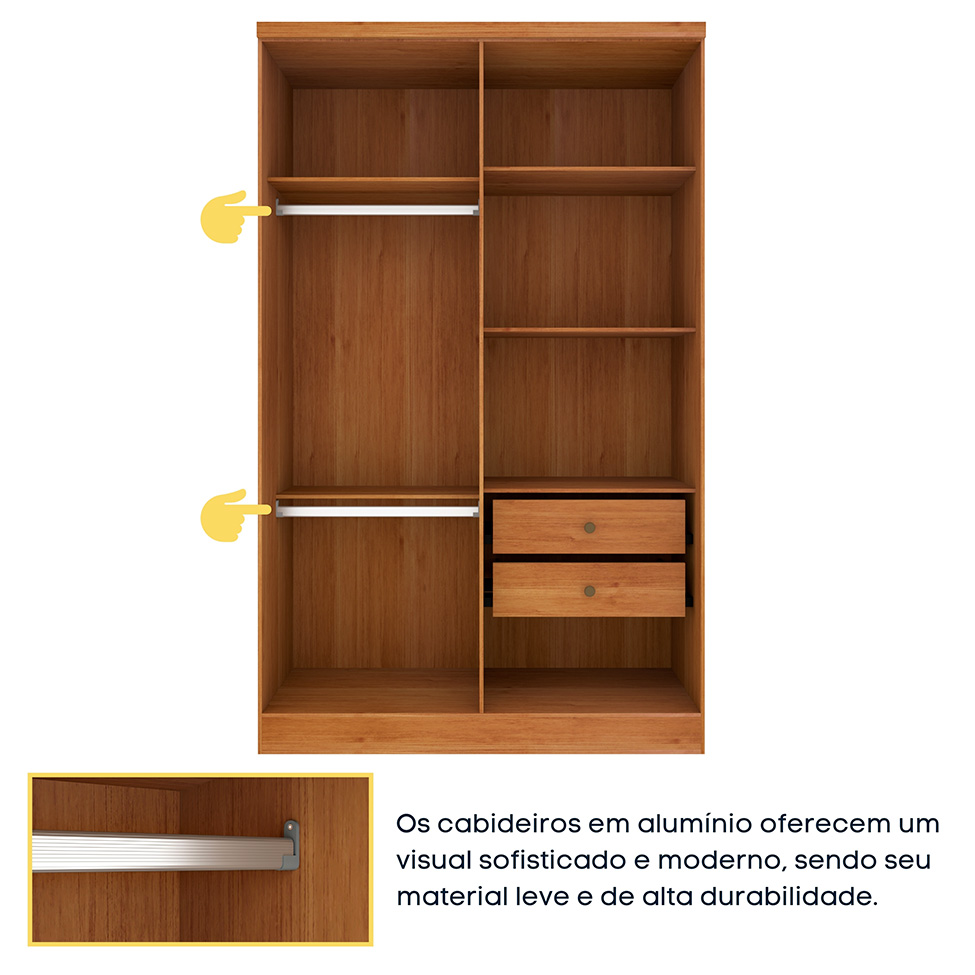 Guarda-Roupa Solteiro Amsterdam I 4 Portas 2 Gavetas Cinamomo e Off White