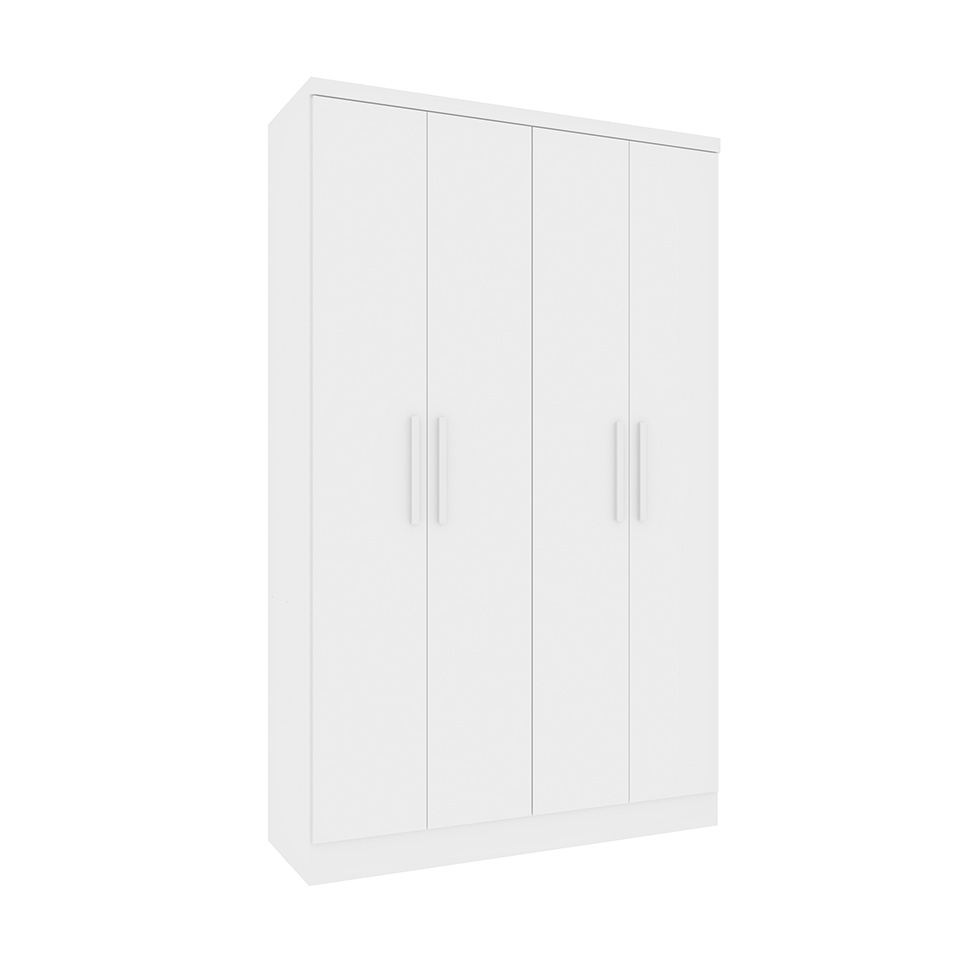 Guarda-Roupa Solteiro Amsterdam I 4 Portas 2 Gavetas Neve