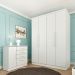 Guarda-Roupa Solteiro Amsterdam I 4 Portas 2 Gavetas Neve