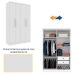 Guarda-Roupa Solteiro Amsterdam I 4 Portas 2 Gavetas Neve