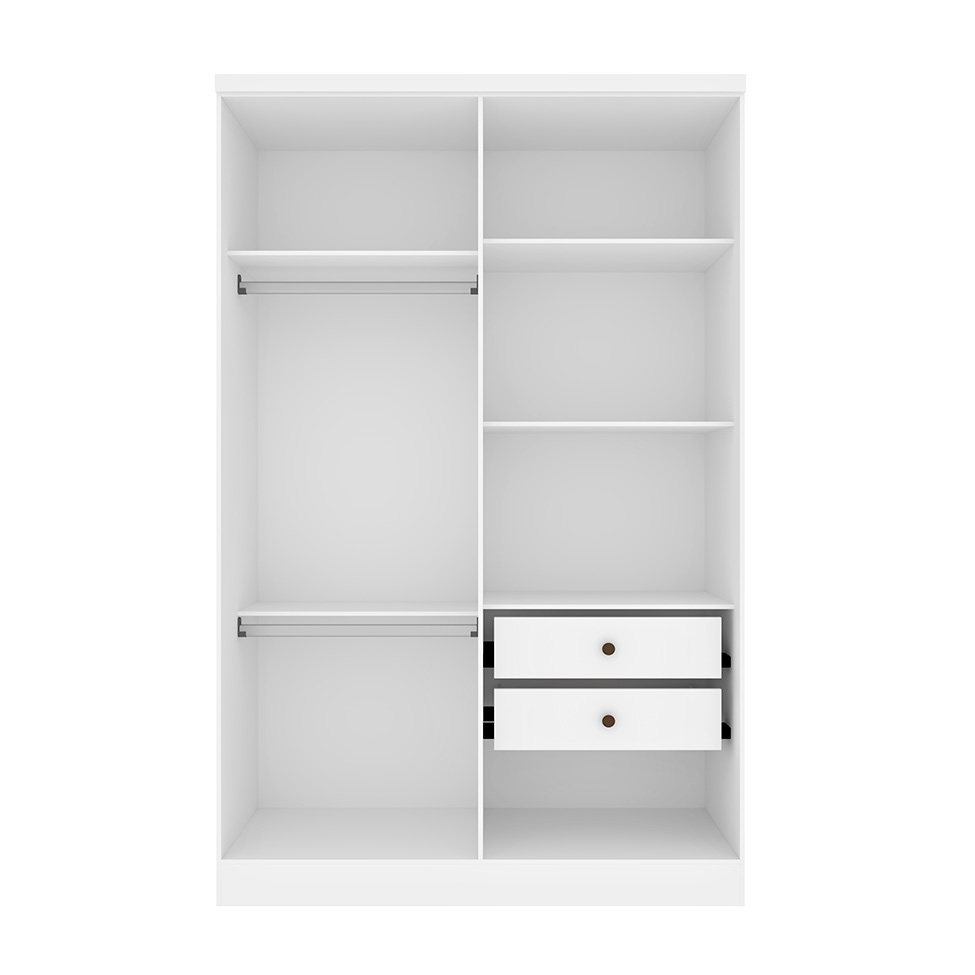 Guarda-Roupa Solteiro Amsterdam I 4 Portas 2 Gavetas Neve