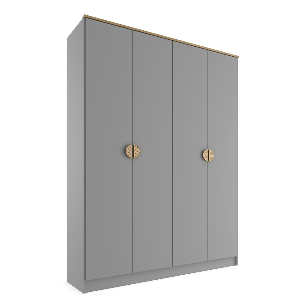 Guarda-Roupa Solteiro Asti 100% MDF 4 Portas 2 Gavetas Bege