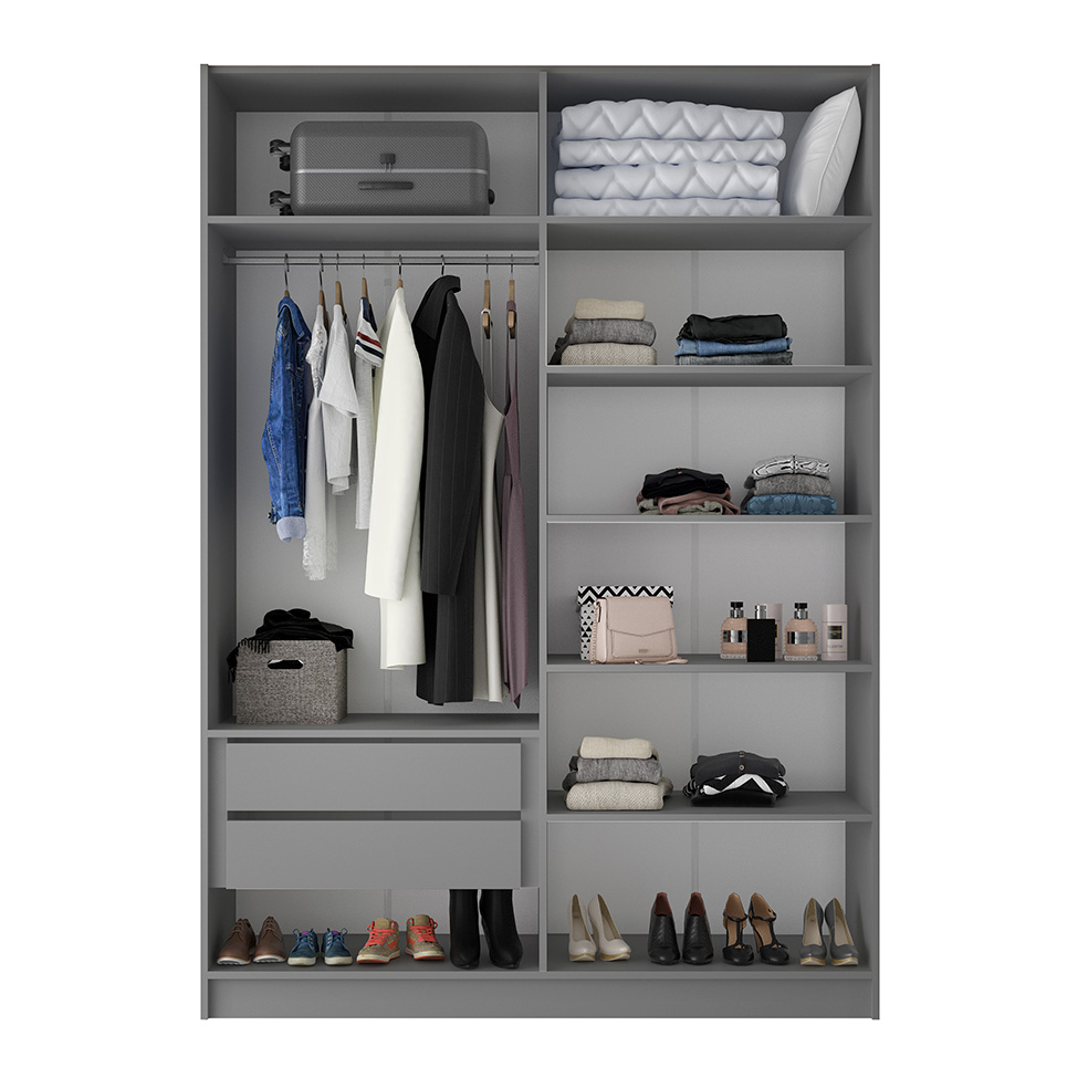 Guarda-Roupa Solteiro Asti 100% MDF 4 Portas 2 Gavetas Bege