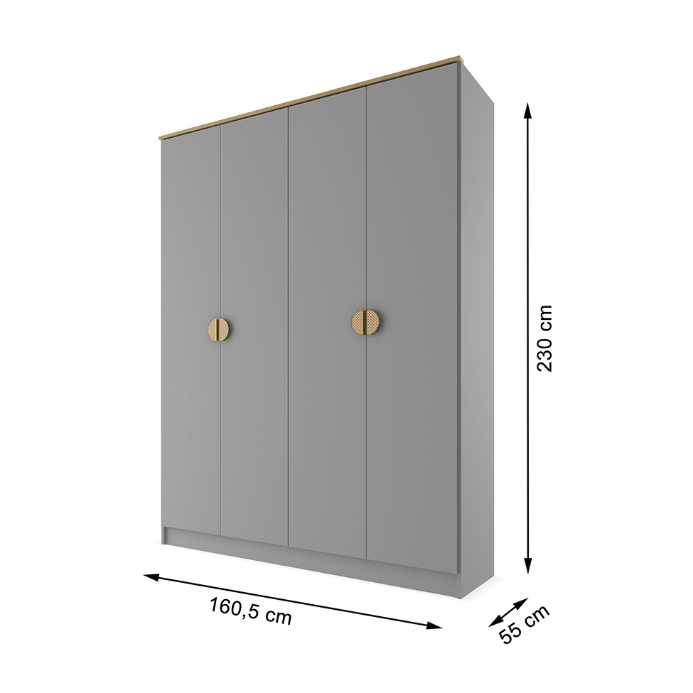 Guarda-Roupa Solteiro Asti 100% MDF 4 Portas 2 Gavetas Bege