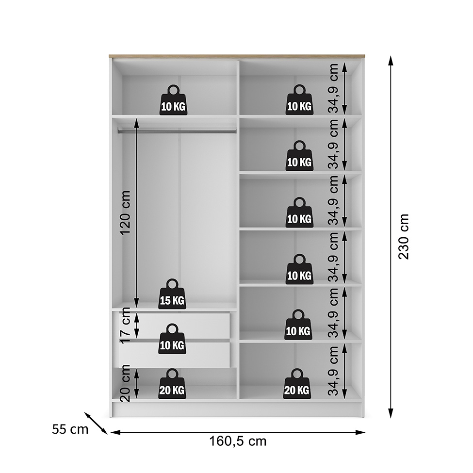 Guarda-Roupa Solteiro Asti 100% MDF 4 Portas 2 Gavetas Branco