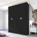 Guarda-Roupa Solteiro Asti 100% MDF 4 Portas 2 Gavetas Preto