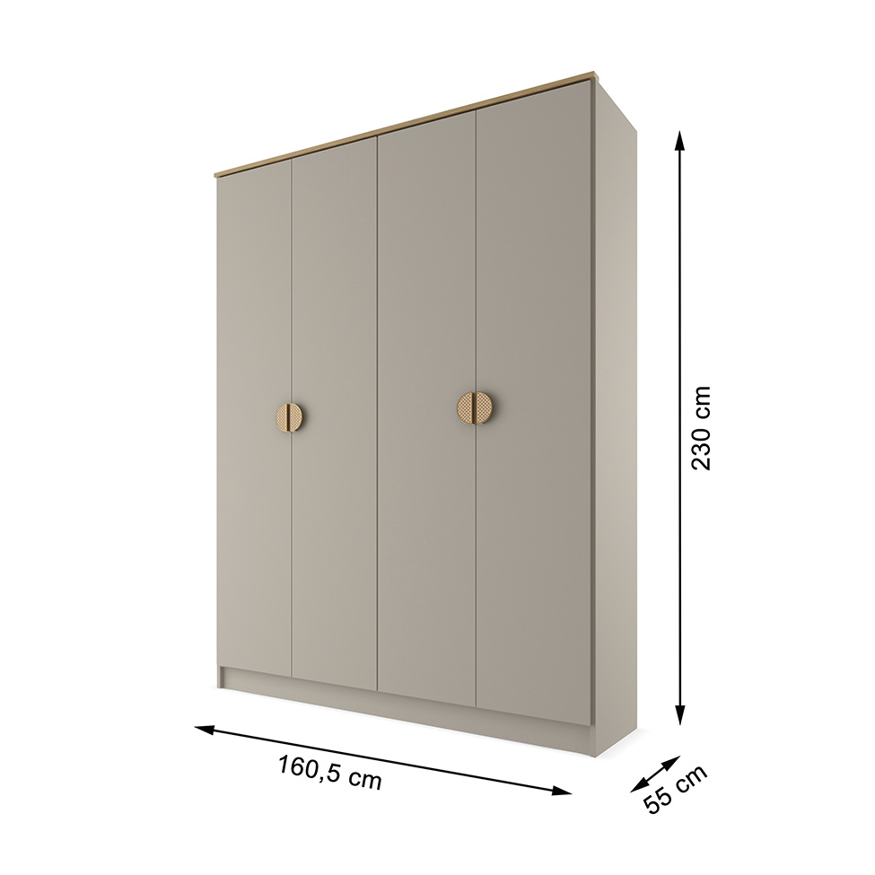 Guarda-Roupa Solteiro Asti 100% MDF 4 Portas 2 Gavetas Urbi
