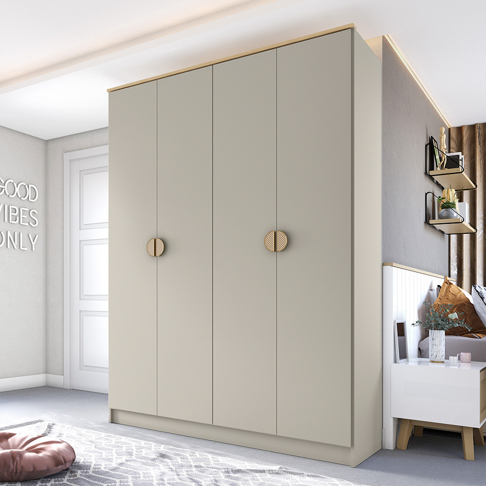 Guarda-Roupa Solteiro Asti 100% MDF 4 Portas 2 Gavetas Urbi