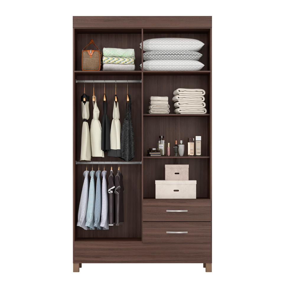 Guarda-Roupa Solteiro Astro 4 Portas 2 Gavetas Café Touch