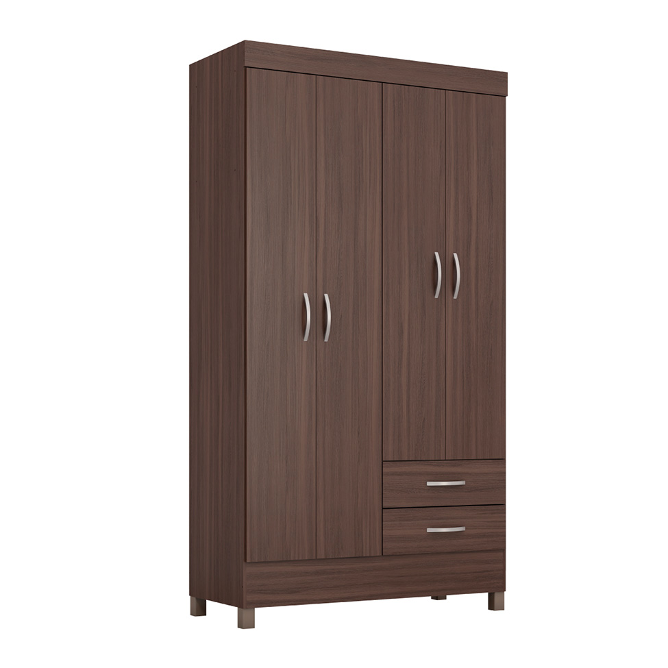 Guarda-Roupa Solteiro Astro 4 Portas 2 Gavetas Café Touch