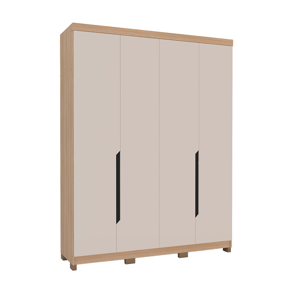 Guarda-Roupa Solteiro Barcelona 4 Portas 2 Gavetas Carvalho e Off White