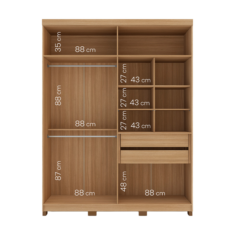 Guarda-Roupa Solteiro Barcelona 4 Portas 2 Gavetas Carvalho e Off White