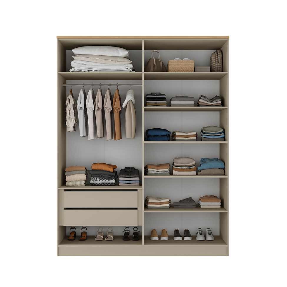 Guarda-Roupa Solteiro Brescia 4 Portas 2 Gavetas Bege