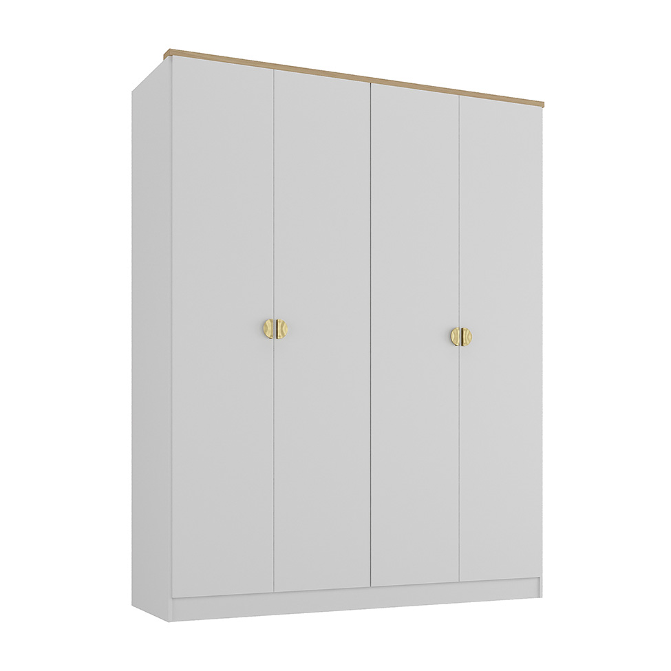 Guarda-Roupa Solteiro Brescia 4 Portas 2 Gavetas Branco
