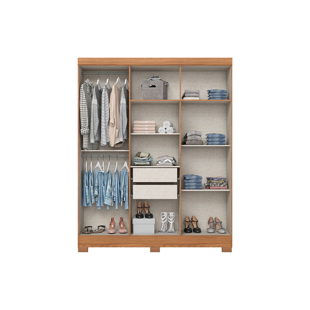 Guarda-Roupa Solteiro Briz 6 Portas 2 Gavetas Nature e Off White