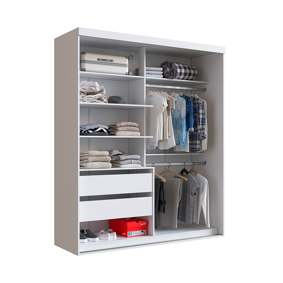 Guarda-Roupa Solteiro Ávila 2 Portas 2 Gavetas Branco