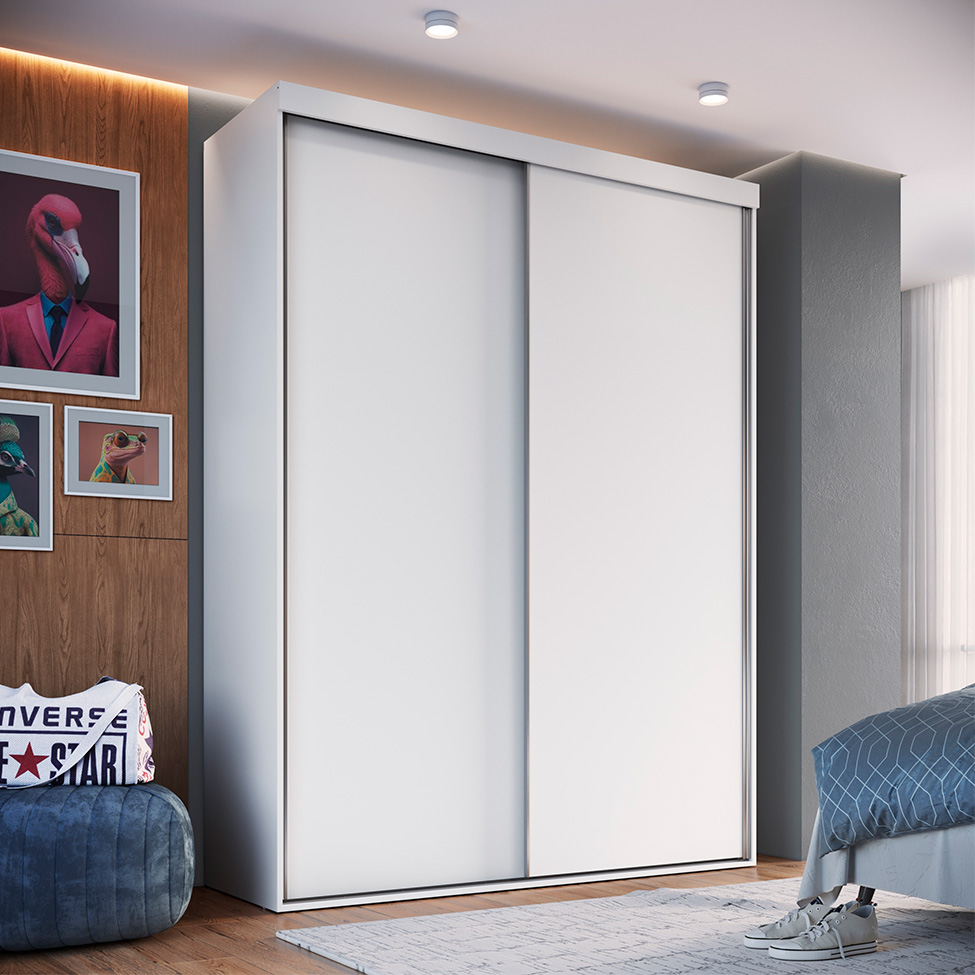 Guarda-Roupa Solteiro Ávila 2 Portas 2 Gavetas Branco