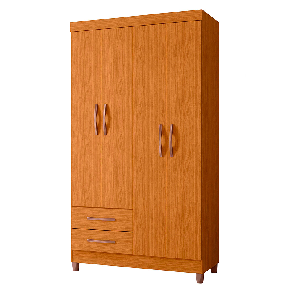 Guarda-Roupa Solteiro Âmbar 4 Portas 2 Gavetas Cinamomo