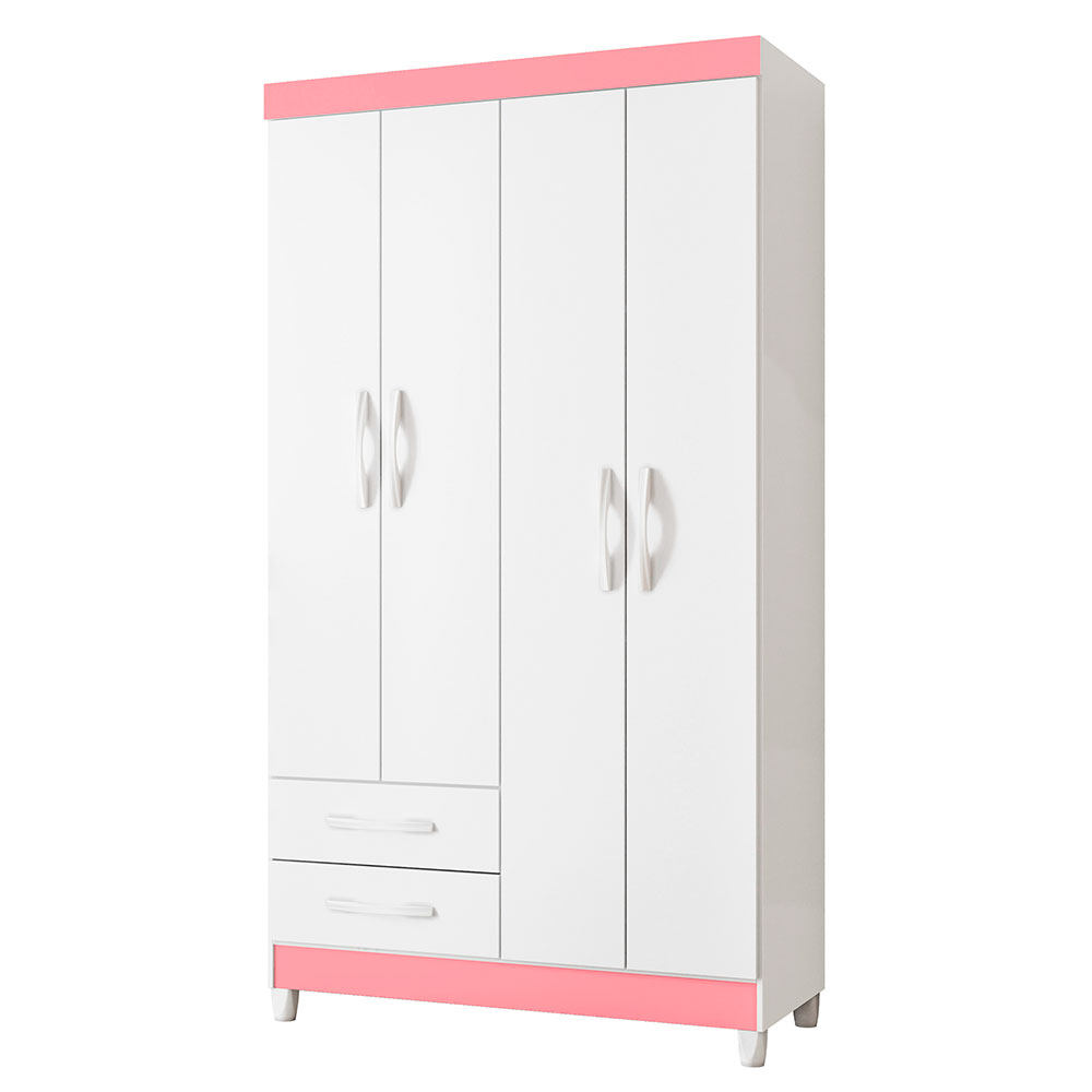 Guarda-Roupa Solteiro Âmbar Flex 4 Portas 2 Gavetas Branco