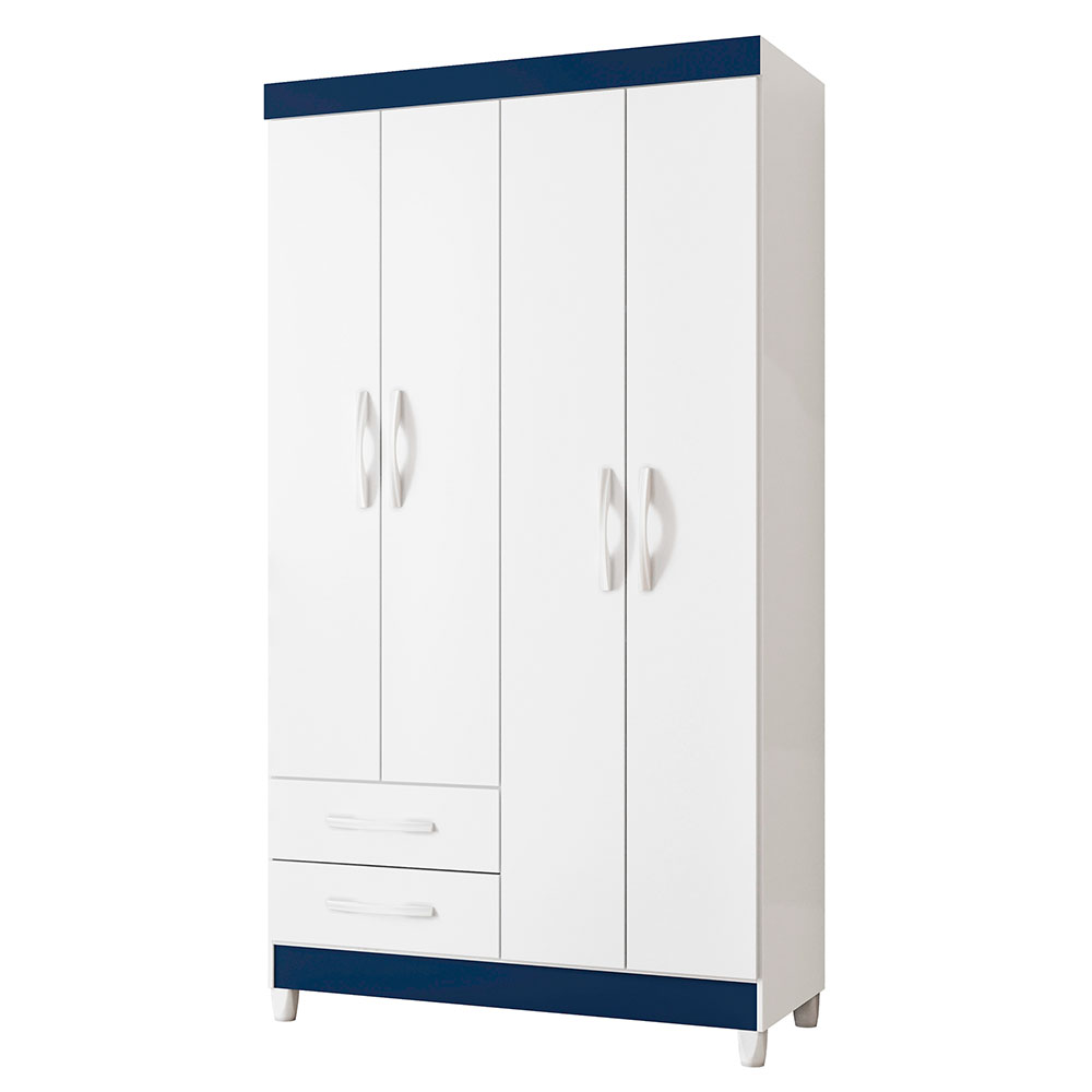 Guarda-Roupa Solteiro Âmbar Flex 4 Portas 2 Gavetas Branco