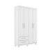 Guarda-Roupa Solteiro Canadá Plus 4 Portas 2 Gavetas Branco