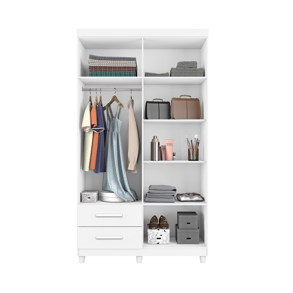 Guarda-Roupa Solteiro Canadá Plus 4 Portas 2 Gavetas Branco