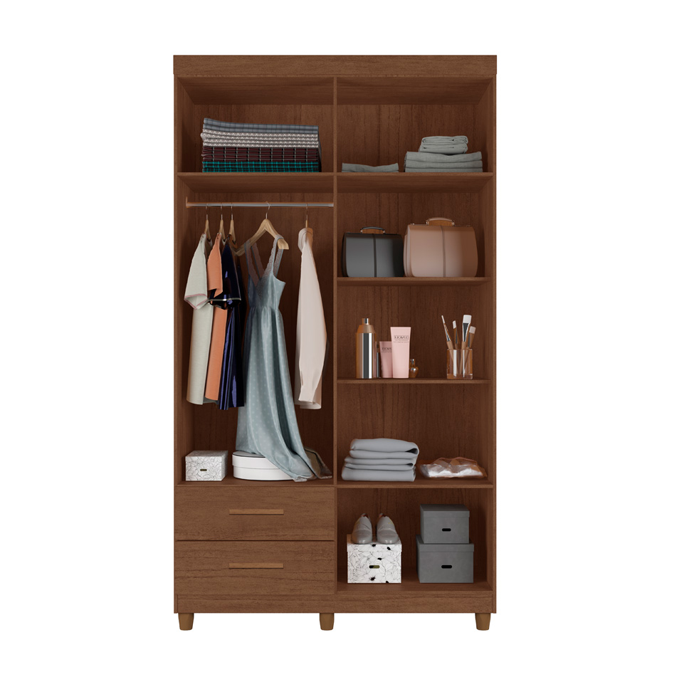 Guarda-Roupa Solteiro Canadá Plus 4 Portas 2 Gavetas Cacau