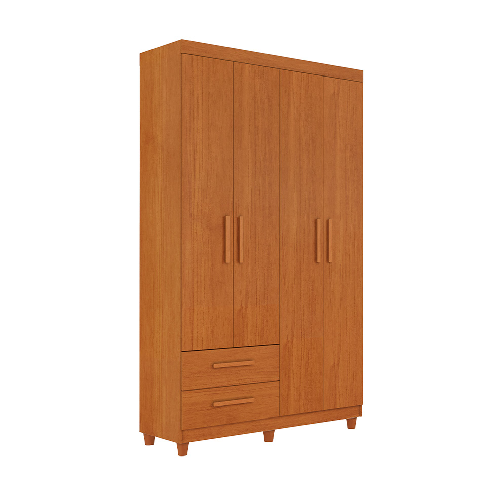 Guarda-Roupa Solteiro Canadá Plus 4 Portas 2 Gavetas Cinamomo