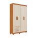 Guarda-Roupa Solteiro Canadá Plus 4 Portas 2 Gavetas Cinamomo e Off White