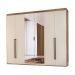 Guarda-Roupa Solteiro Casal com Espelho 6 Portas 6 Gavetas Carvalho e Off White 207 cm