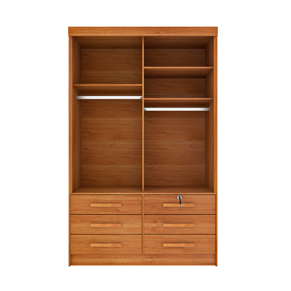 Guarda-Roupa Solteiro Chicago I 2 Portas 6 Gavetas Cinamomo
