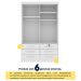 Guarda-Roupa Solteiro Chicago I 2 Portas 6 Gavetas Neve
