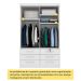 Guarda-Roupa Solteiro Chicago I 2 Portas 6 Gavetas Neve