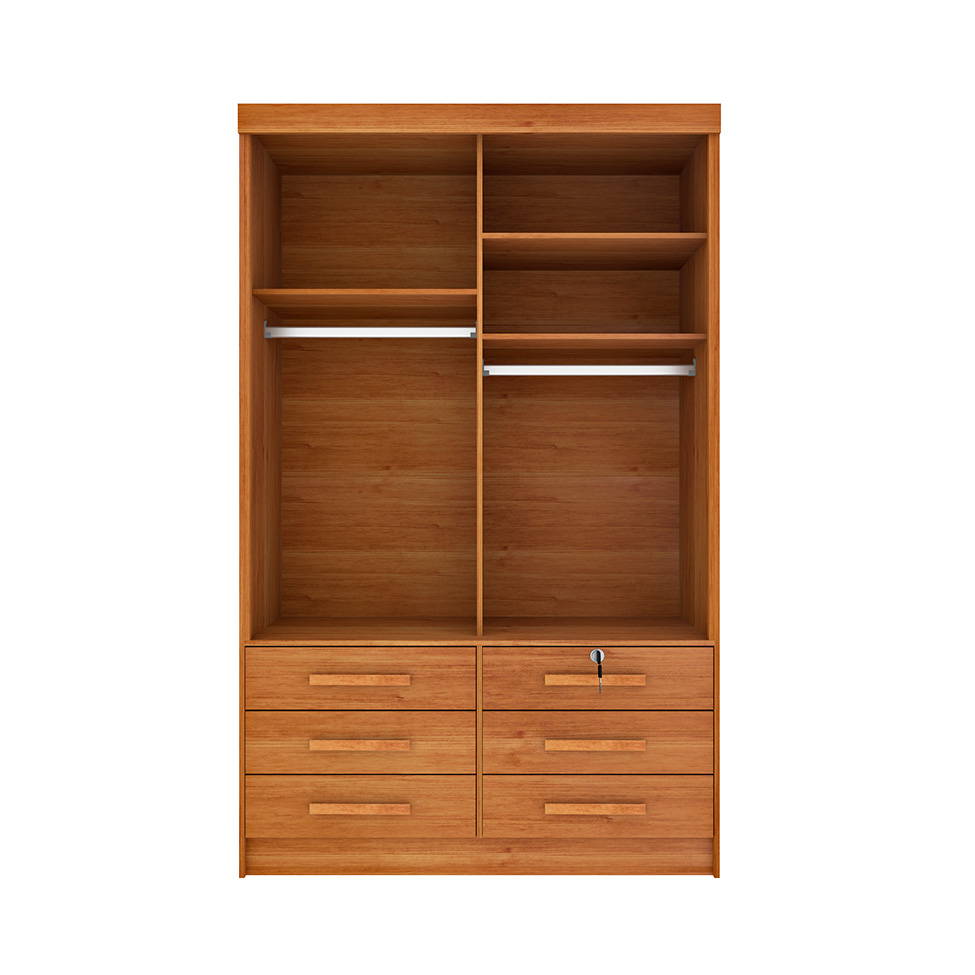 Guarda-Roupa Solteiro Chicago II 2 Portas 6 Gavetas Cinamomo