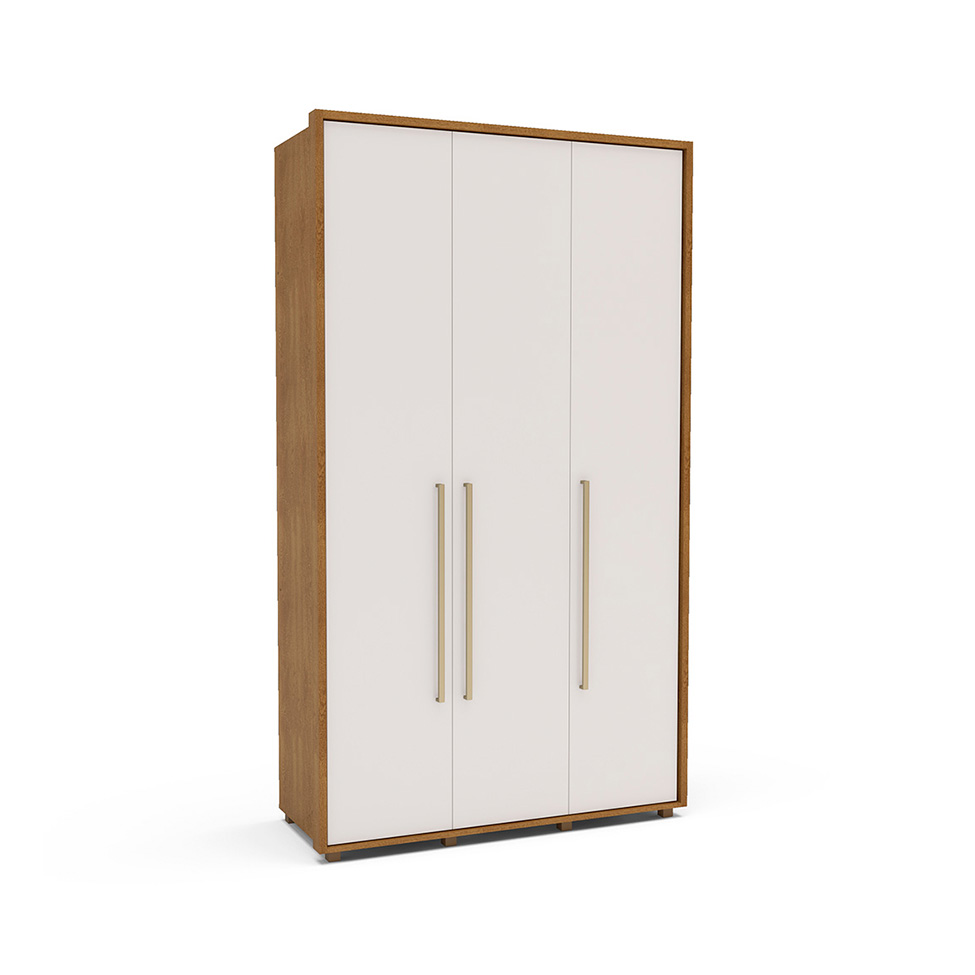Guarda-Roupa Solteiro Coimbra Flex 3 Portas 3 Gavetas Freijó e Off white