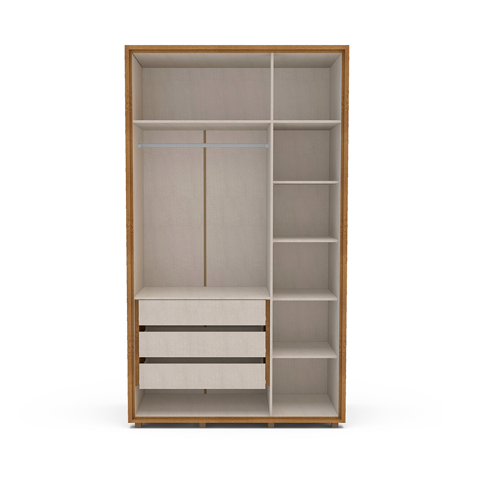 Guarda-Roupa Solteiro Coimbra Flex 3 Portas 3 Gavetas Freijó e Off white