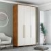 Guarda-Roupa Solteiro Coimbra Flex 3 Portas 3 Gavetas Freijó e Off white