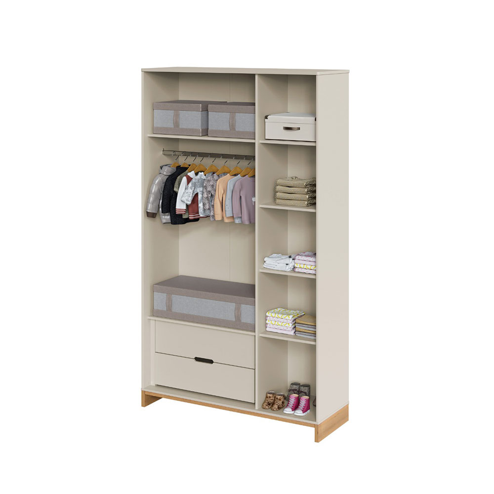 Guarda-Roupa Solteiro Cubo 3 Portas 2 Gavetas Areia e Platano