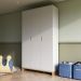 Guarda-Roupa Solteiro Cubo 3 Portas 2 Gavetas Branco e Platano
