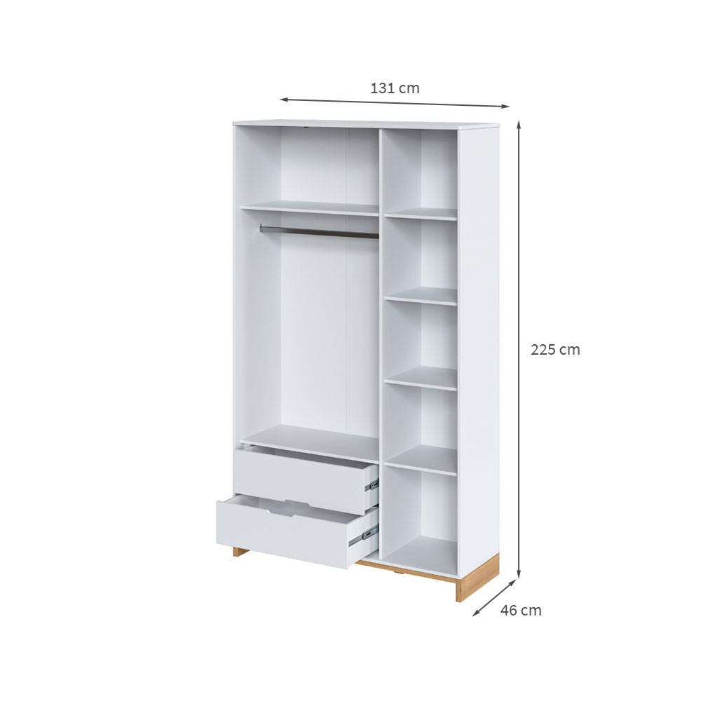 Guarda-Roupa Solteiro Cubo 3 Portas 2 Gavetas Branco e Platano