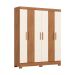 Guarda-Roupa Solteiro Dapnhe 4 Portas 4 Gavetas Off White e Nature