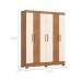 Guarda-Roupa Solteiro Dapnhe 4 Portas 4 Gavetas Off White e Nature