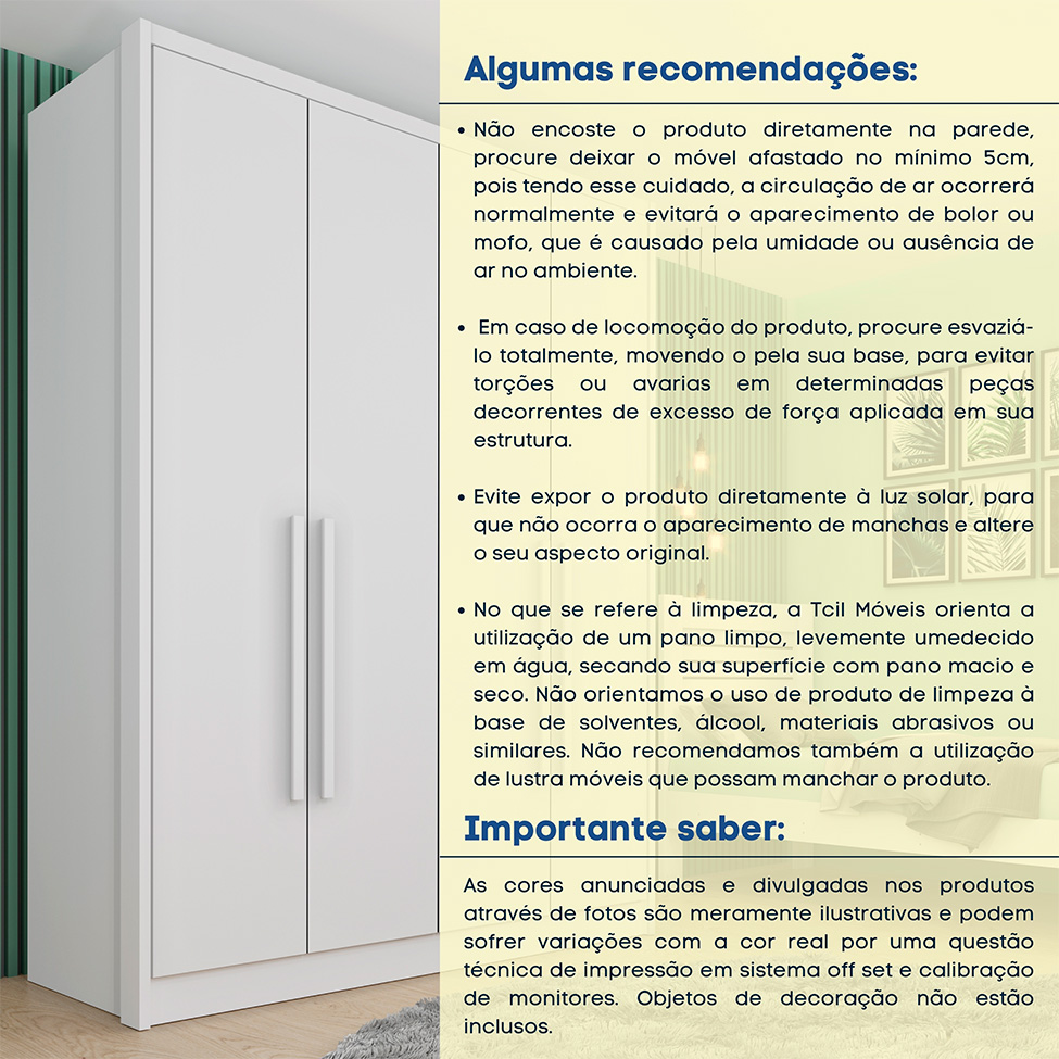 Guarda-Roupa Solteiro Dinamarca 4 PT 2 GV Neve