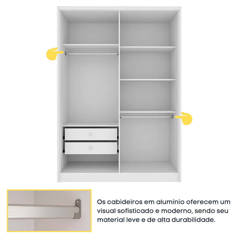 Guarda-Roupa Solteiro Dinamarca 4 PT 2 GV Neve