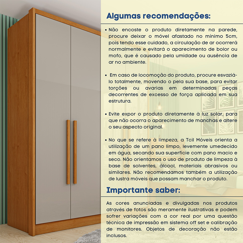 Guarda-Roupa Solteiro Dinamarca 4 Portas 2 Gavetas Cinamomo e Off White