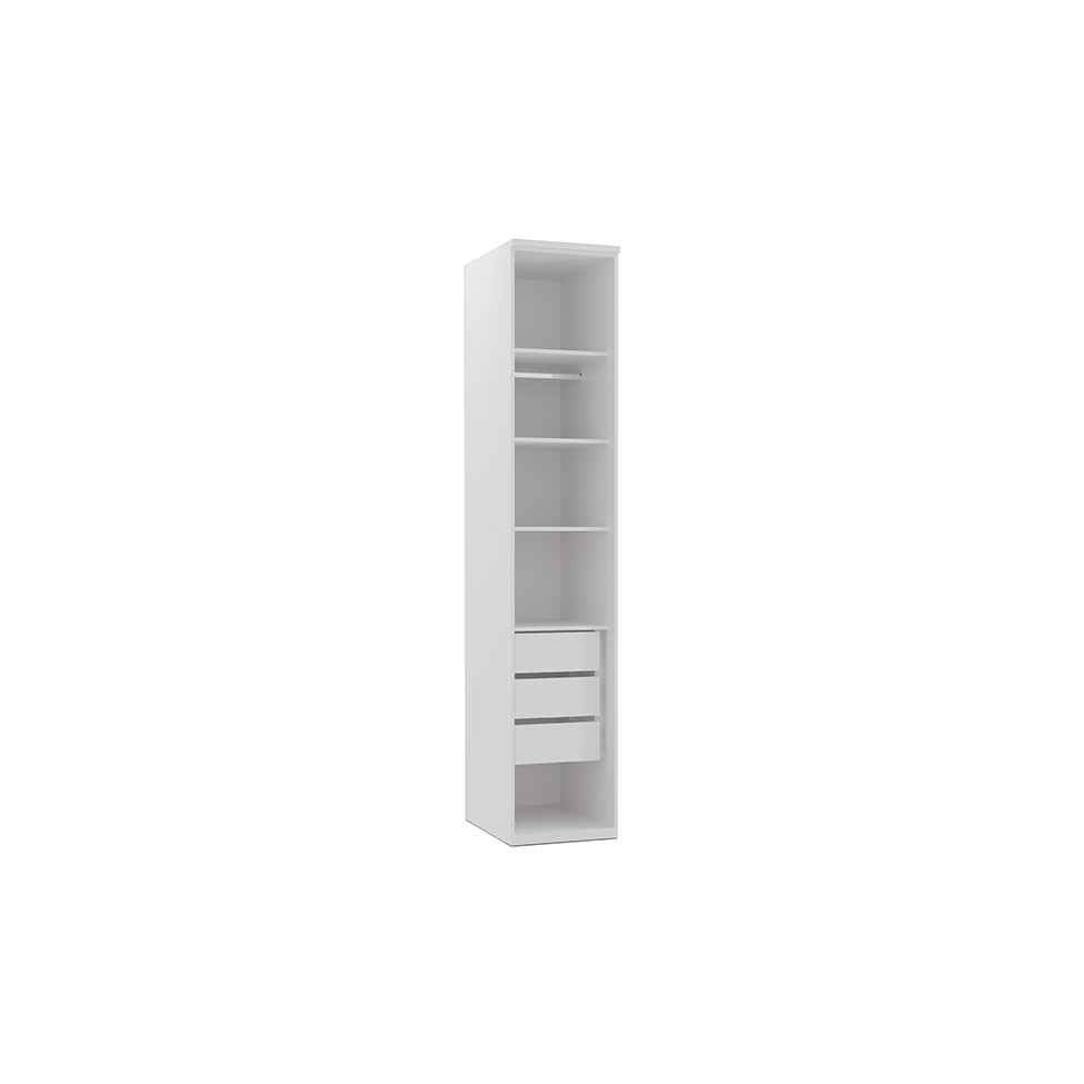 Guarda-Roupa Solteiro Elite 1 Porta 3 Gavetas Branco