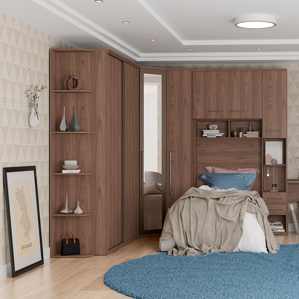 Guarda-Roupa Solteiro Elite 2 Portas 3 Gavetas Capuccino