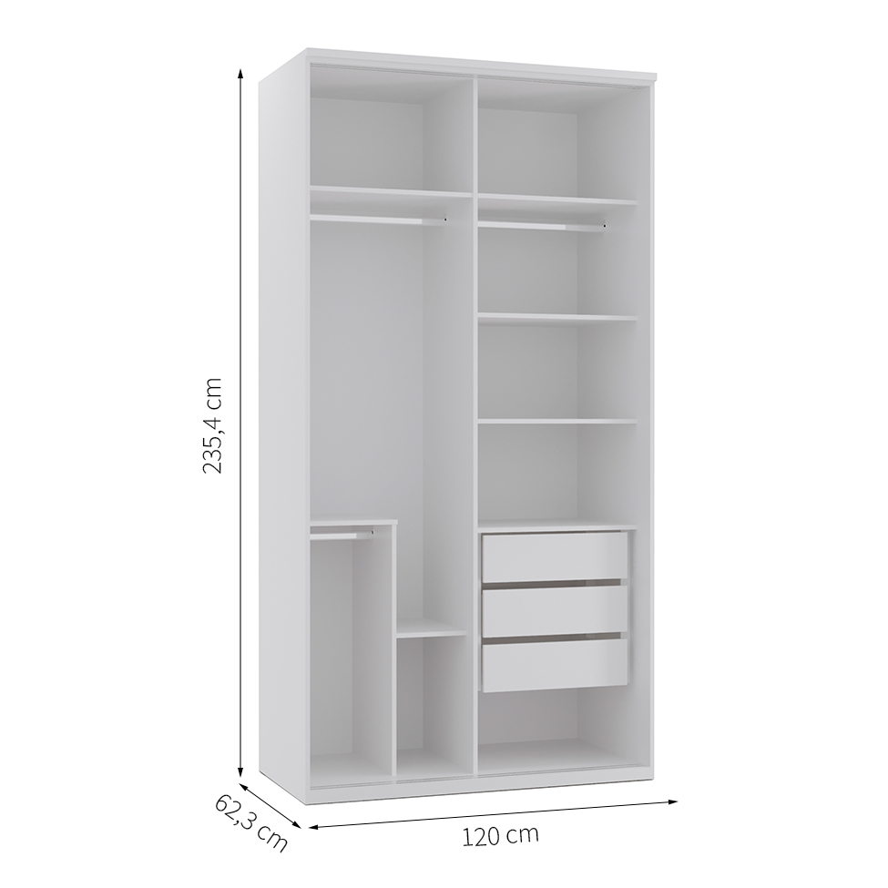 Guarda-Roupa Solteiro EliteI 2 PT 3 GV Branco