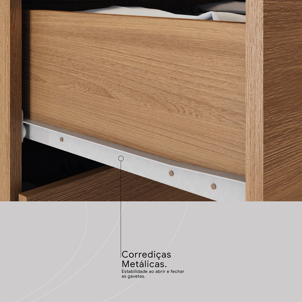 Guarda-Roupa Solteiro Embers 4 Portas 2 Gavetas Amêndola e Off White